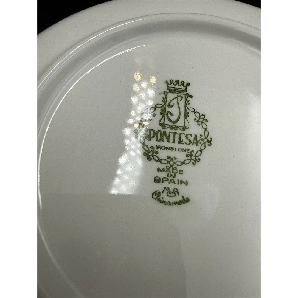 (2) pontesa ironstone spain Cereal Bowl White Leaf Pattern 6 3/8